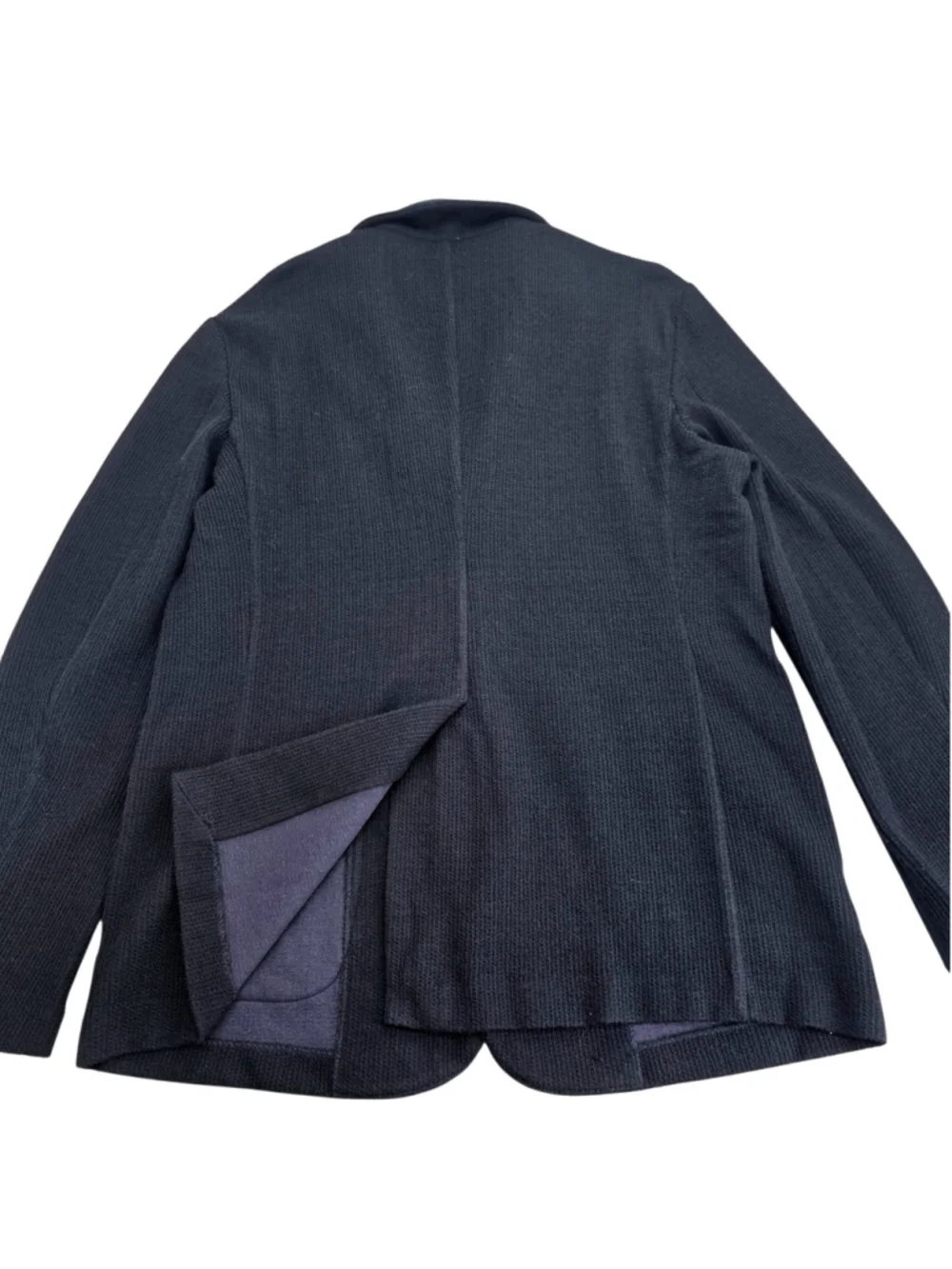 Barena Venezia Mens IT 56 Torceo Navy Ribbed Knit Wool Blazer Made Italy $890